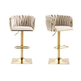 COOLMORE Vintage Bar Stools with Back and Footrest Counter Height Dining Chairs 2PC/SET