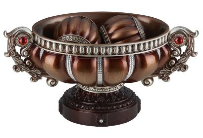 8.75" Tall" Delicata" Footed Decorative Bowl, Bronze with Silver Accents
