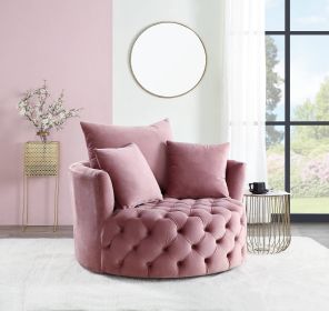 Zunyas Pink Velvet Accent Chair W/Swivel