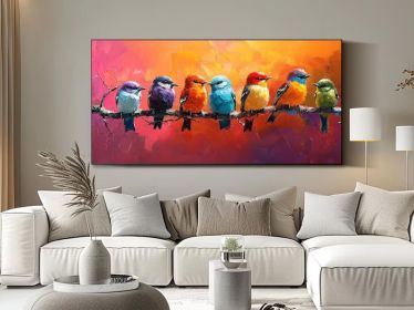 Colorful Birds Oil Painting Nature Wall Art Hand-Painted Wildlife Artwork Large Canvas Wall Art Unique Wall Art Abstract Bird Oil Painting (Style: 01, size: 80x160cm)