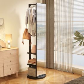 Full-body mirror, solid wood + rubber wood + glass, 68.8*19.6in(mirror width:15.7in) Large mirror for viewing the whole body (Cloro: Black)