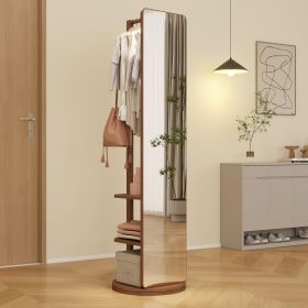Full-body mirror, solid wood + rubber wood + glass, 68.8*19.6in(mirror width:15.7in) Large mirror for viewing the whole body (Cloro: Walnut)
